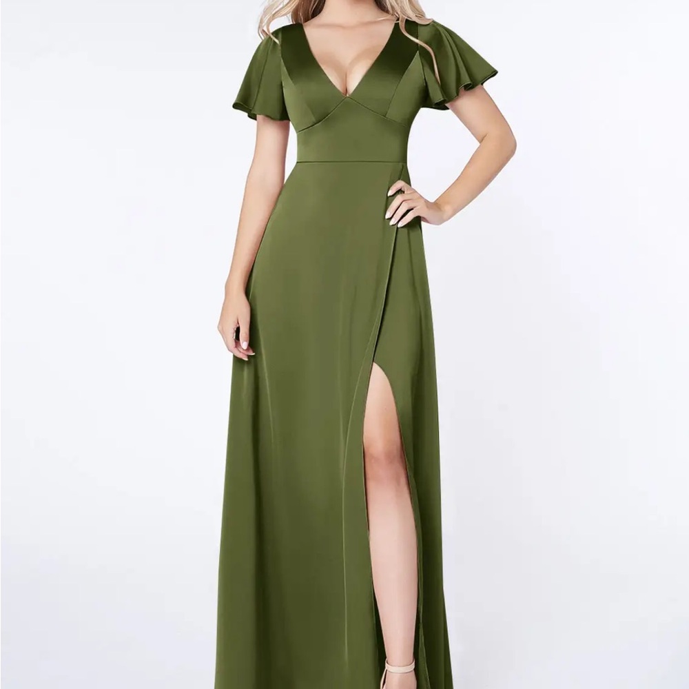 Azazie Olive bridesmaid dress